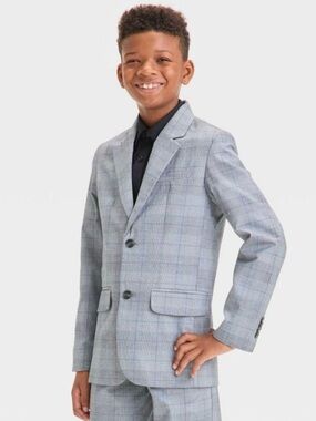 Boys Cat & Jack Light Gray Plaid Suit Set